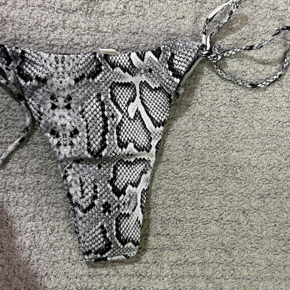 Unbranded Bikini Set Snakeskin S Black‎ White Animal Print Baddie Y2K Summer - Picture 7 of 9